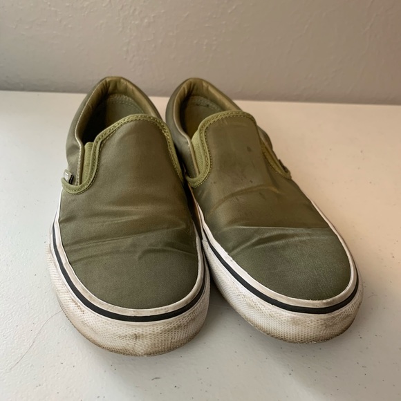 vans slip on olive green